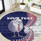 Personalised New Zealand Father's Day Round Carpet Daddy Kiwi Bird Silver Ferns