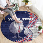 Personalised New Zealand Father's Day Round Carpet Daddy Kiwi Bird Silver Ferns
