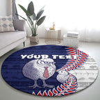 Personalised New Zealand Father's Day Round Carpet Daddy Kiwi Bird Silver Ferns