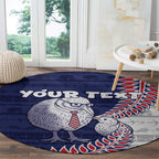 Personalised New Zealand Father's Day Round Carpet Daddy Kiwi Bird Silver Ferns
