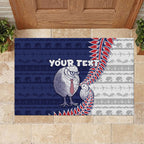 Personalised New Zealand Father's Day Rubber Doormat Daddy Kiwi Bird Silver Ferns