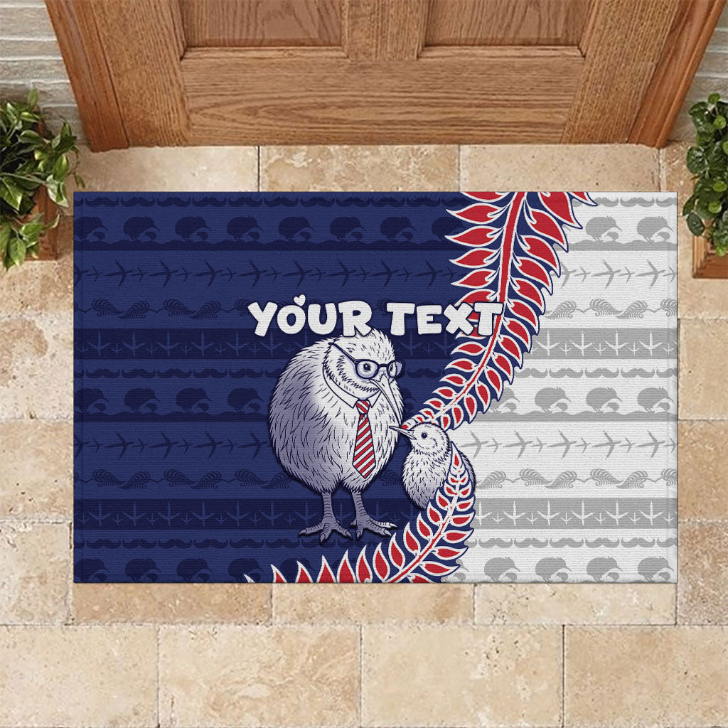 Personalised New Zealand Father's Day Rubber Doormat Daddy Kiwi Bird Silver Ferns
