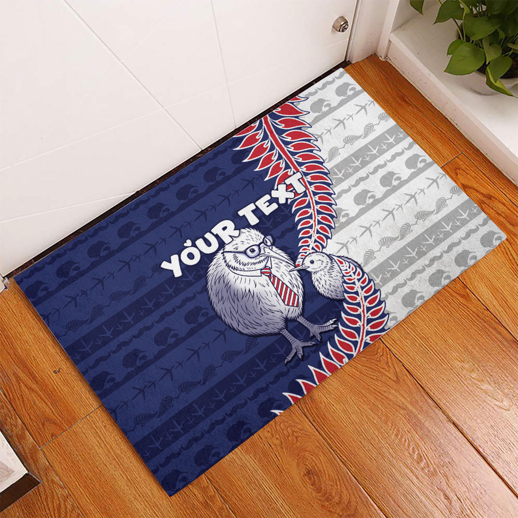 Personalised New Zealand Father's Day Rubber Doormat Daddy Kiwi Bird Silver Ferns