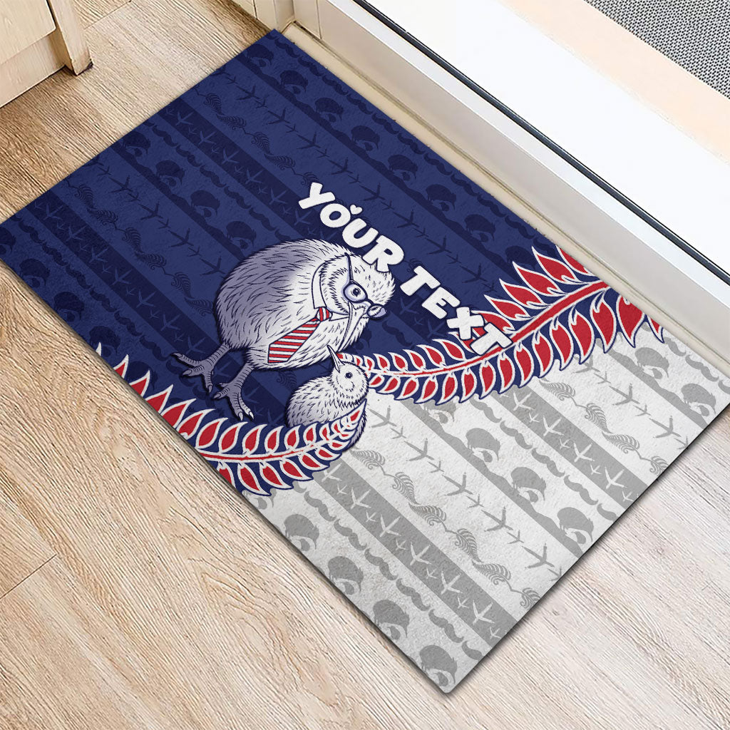 Personalised New Zealand Father's Day Rubber Doormat Daddy Kiwi Bird Silver Ferns