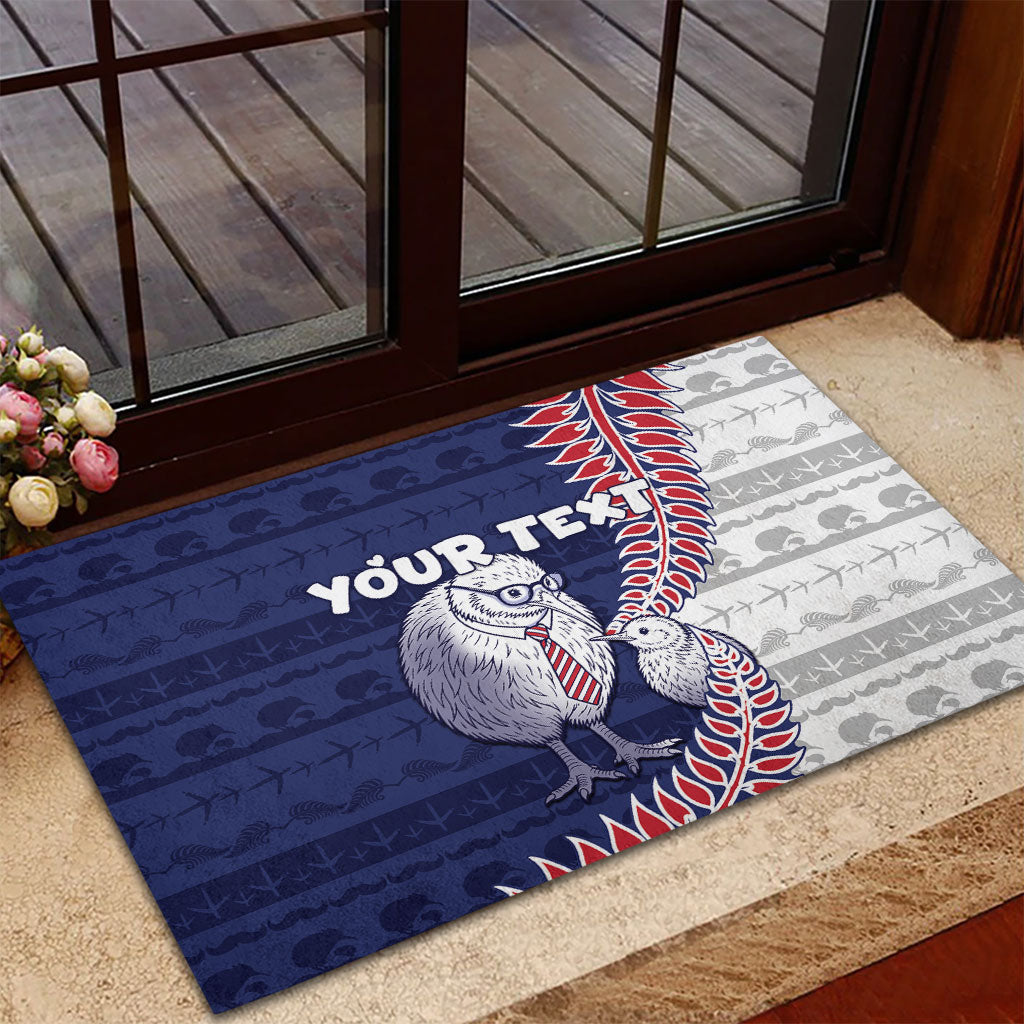 Personalised New Zealand Father's Day Rubber Doormat Daddy Kiwi Bird Silver Ferns