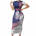 Personalised New Zealand Father's Day Short Sleeve Bodycon Dress Daddy Kiwi Bird Silver Ferns