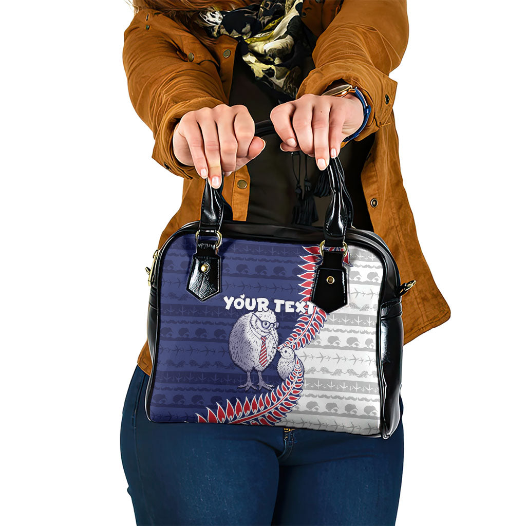 Personalised New Zealand Father's Day Shoulder Handbag Daddy Kiwi Bird Silver Ferns