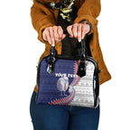 Personalised New Zealand Father's Day Shoulder Handbag Daddy Kiwi Bird Silver Ferns