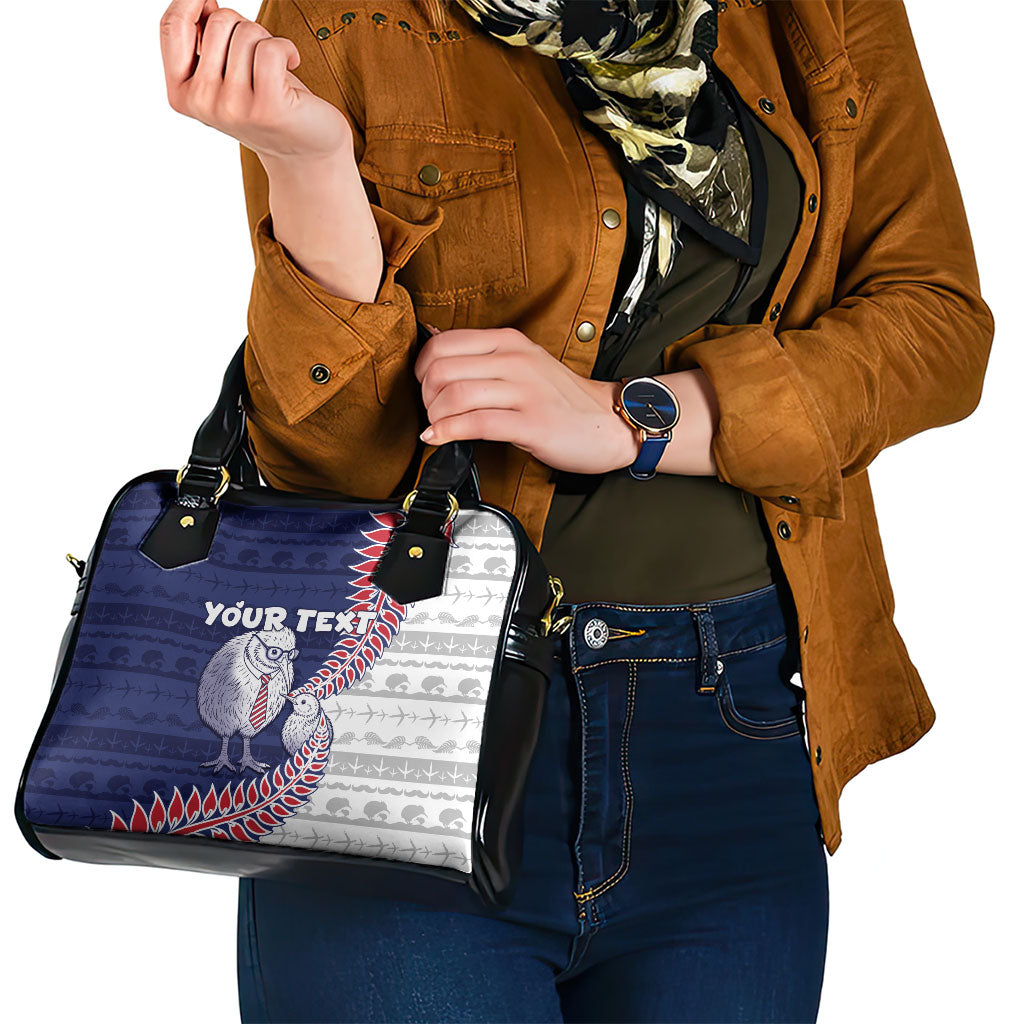 Personalised New Zealand Father's Day Shoulder Handbag Daddy Kiwi Bird Silver Ferns