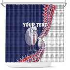 Personalised New Zealand Father's Day Shower Curtain Daddy Kiwi Bird Silver Ferns