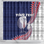 Personalised New Zealand Father's Day Shower Curtain Daddy Kiwi Bird Silver Ferns