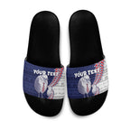 Personalised New Zealand Father's Day Slide Sandals Daddy Kiwi Bird Silver Ferns