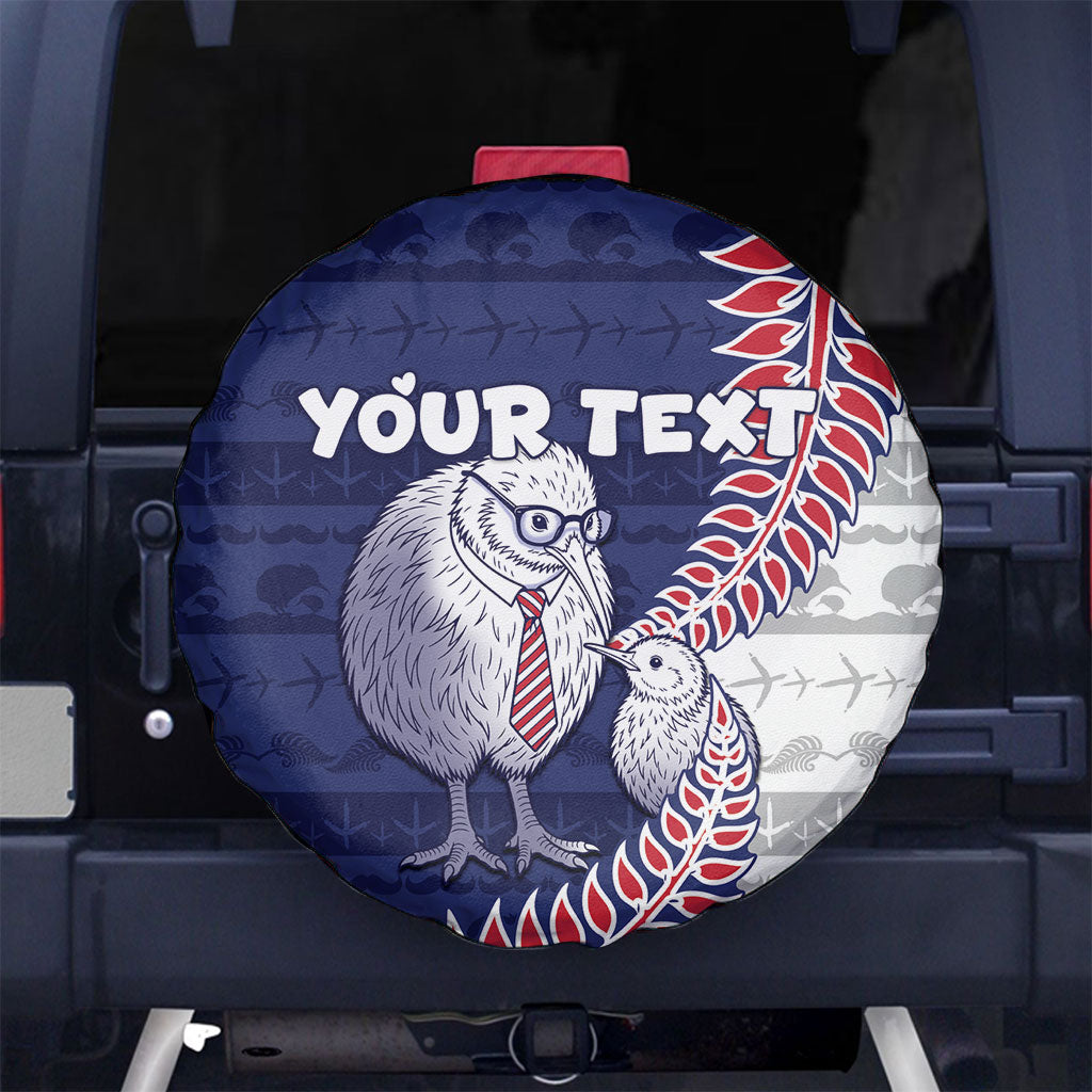 Personalised New Zealand Father's Day Spare Tire Cover Daddy Kiwi Bird Silver Ferns