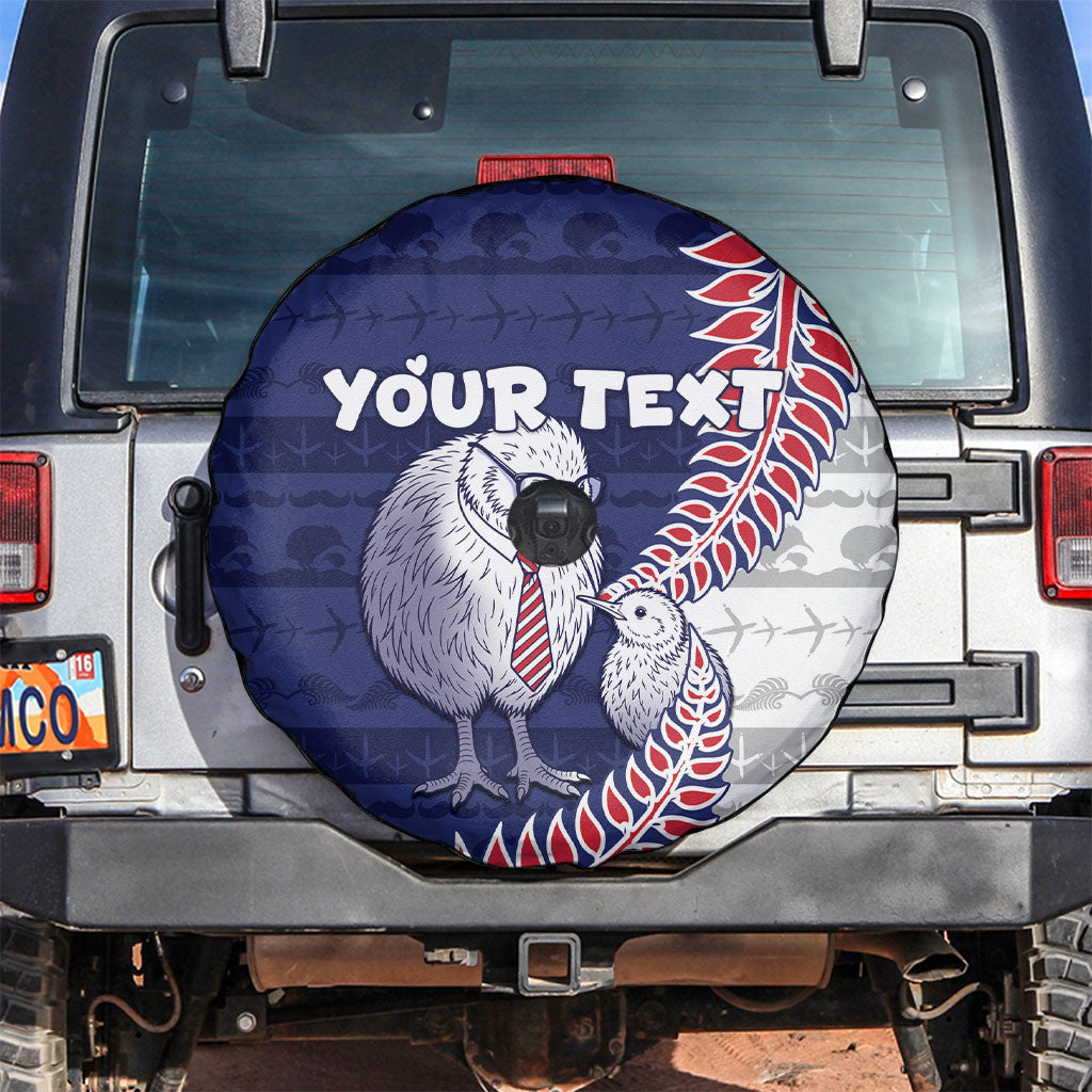 Personalised New Zealand Father's Day Spare Tire Cover Daddy Kiwi Bird Silver Ferns