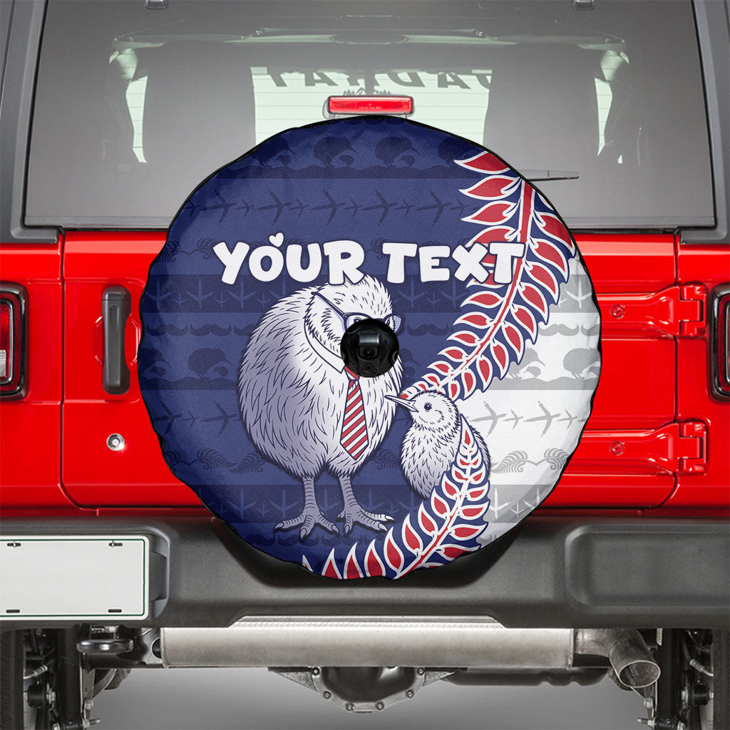 Personalised New Zealand Father's Day Spare Tire Cover Daddy Kiwi Bird Silver Ferns