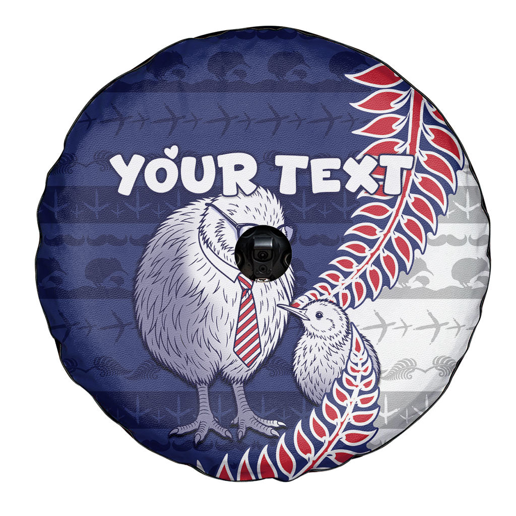 Personalised New Zealand Father's Day Spare Tire Cover Daddy Kiwi Bird Silver Ferns