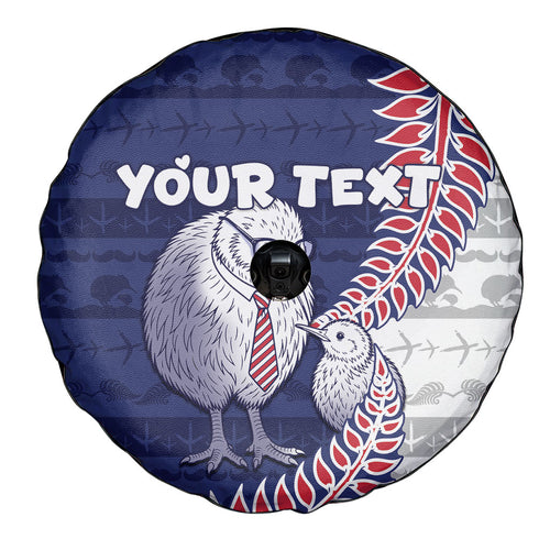 Personalised New Zealand Father's Day Spare Tire Cover Daddy Kiwi Bird Silver Ferns