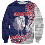 Personalised New Zealand Father's Day Sweatshirt Daddy Kiwi Bird Silver Ferns