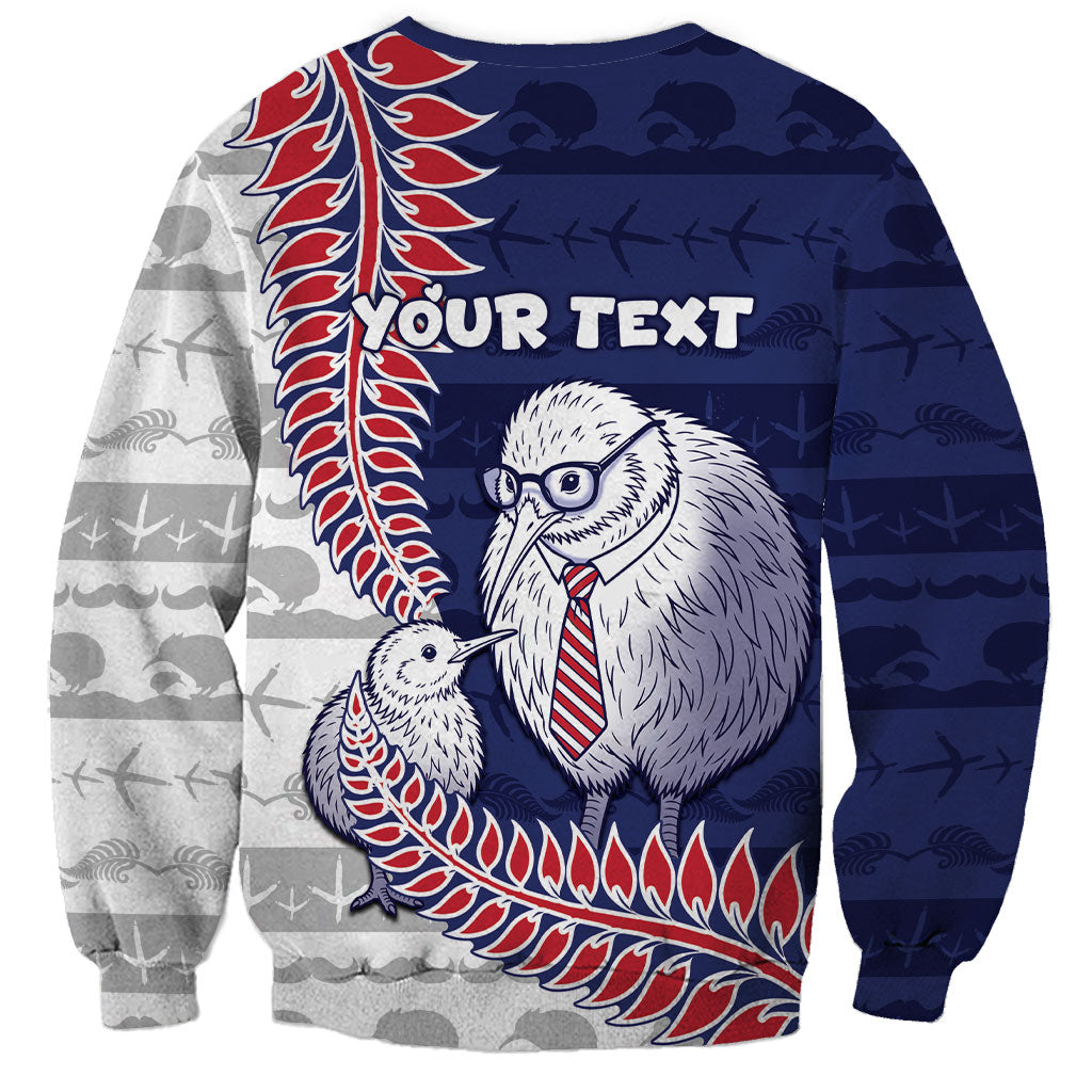 Personalised New Zealand Father's Day Sweatshirt Daddy Kiwi Bird Silver Ferns