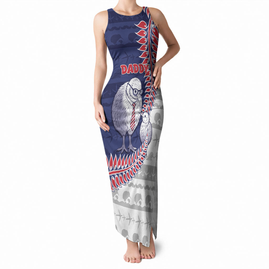 Personalised New Zealand Father's Day Tank Maxi Dress Daddy Kiwi Bird Silver Ferns