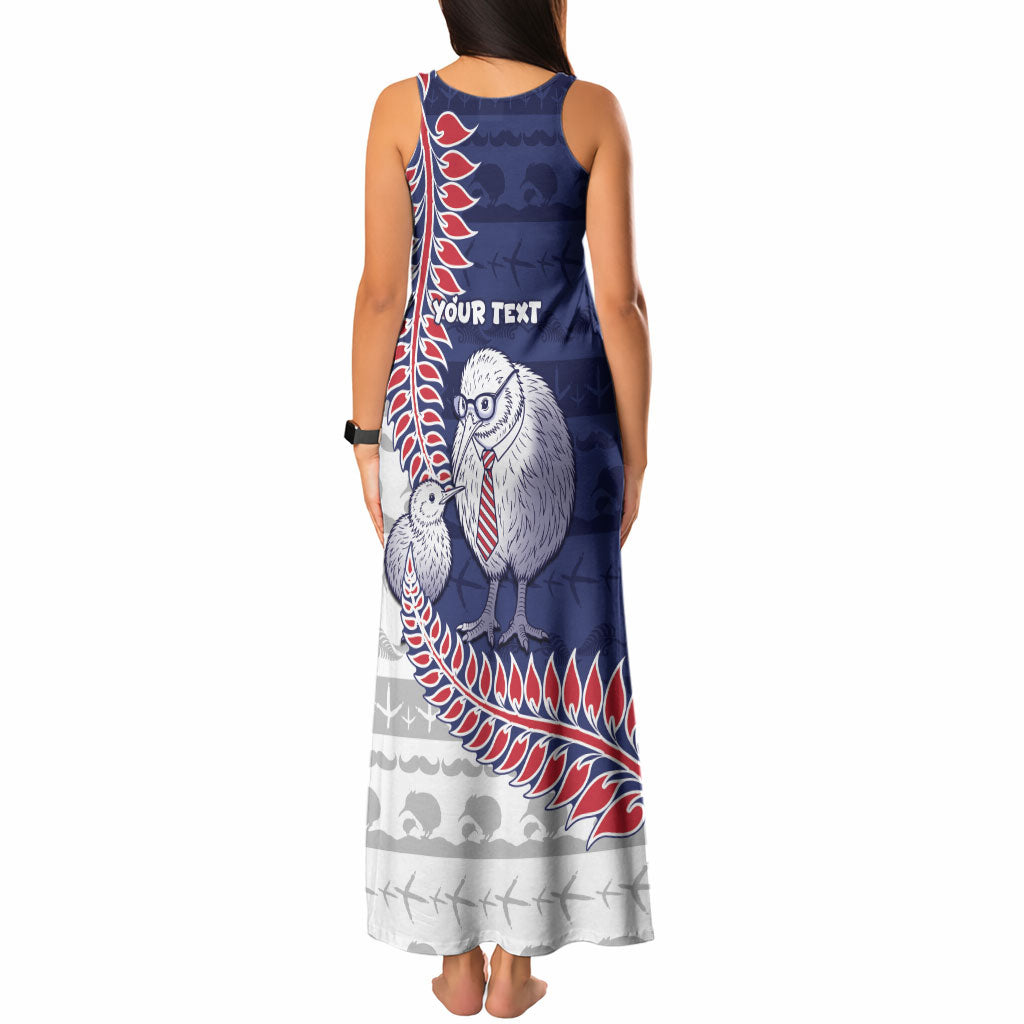 Personalised New Zealand Father's Day Tank Maxi Dress Daddy Kiwi Bird Silver Ferns
