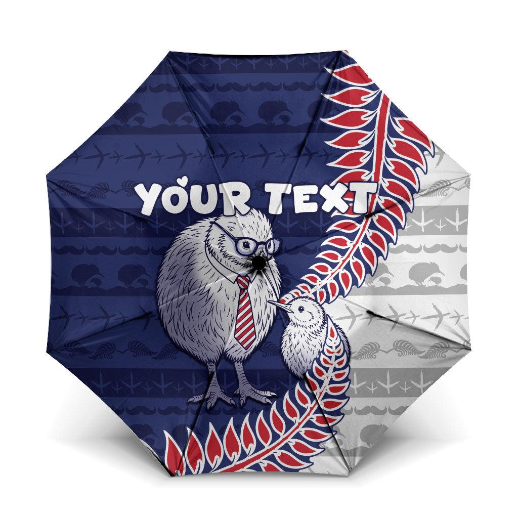 Personalised New Zealand Father's Day Umbrella Daddy Kiwi Bird Silver Ferns