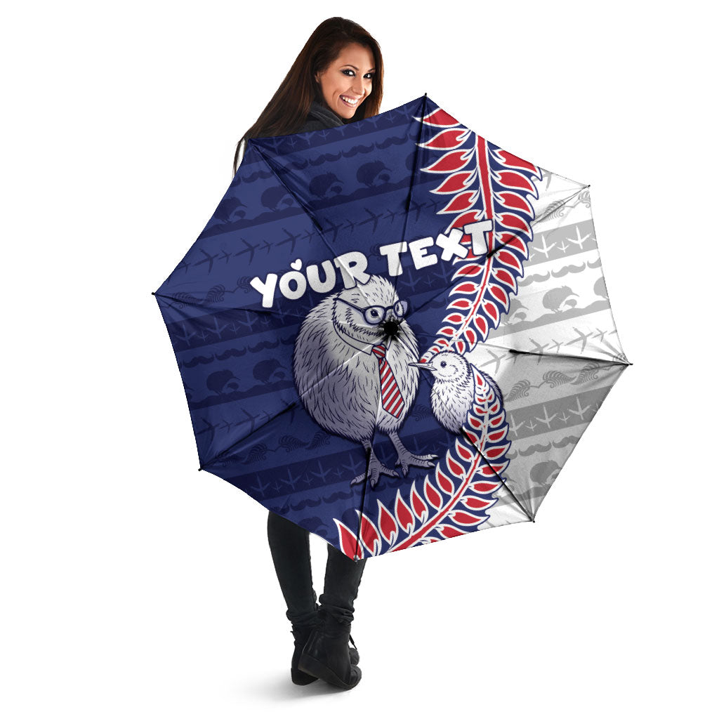 Personalised New Zealand Father's Day Umbrella Daddy Kiwi Bird Silver Ferns