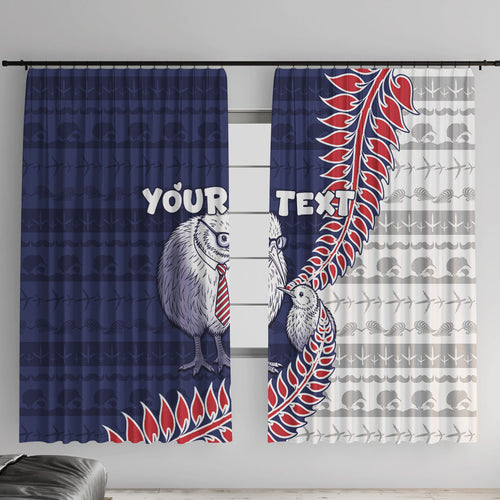 Personalised New Zealand Father's Day Window Curtain Daddy Kiwi Bird Silver Ferns
