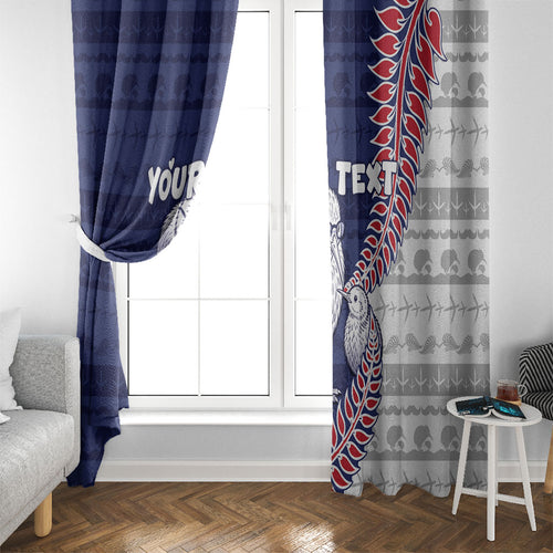Personalised New Zealand Father's Day Window Curtain Daddy Kiwi Bird Silver Ferns