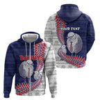 Personalised New Zealand Father's Day Zip Hoodie Daddy Kiwi Bird Silver Ferns