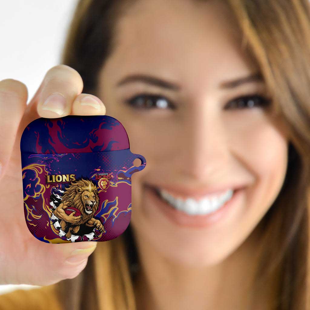 Brisbane Maroon AirPods Case Lions Blazing Fire