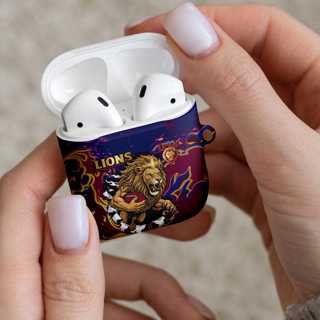Brisbane Maroon AirPods Case Lions Blazing Fire