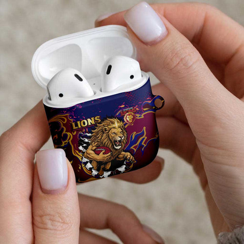 Brisbane Maroon AirPods Case Lions Blazing Fire