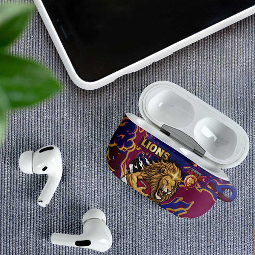 Brisbane Maroon AirPods Case Lions Blazing Fire