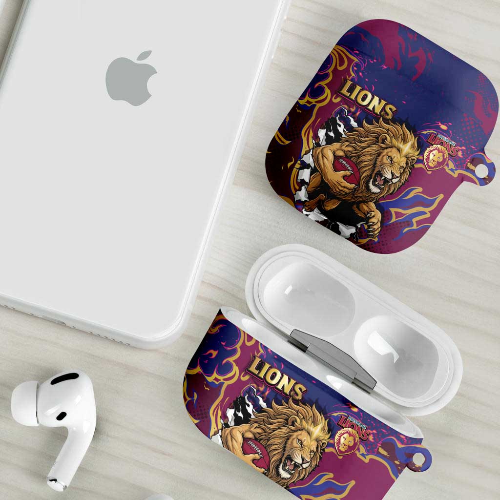 Brisbane Maroon AirPods Case Lions Blazing Fire