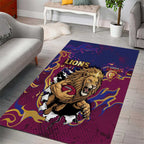Brisbane Maroon Area Rug Lions Blazing Fire
