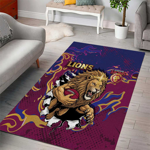 Brisbane Maroon Area Rug Lions Blazing Fire