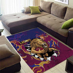 Brisbane Maroon Area Rug Lions Blazing Fire