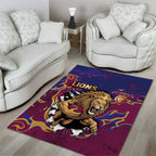 Brisbane Maroon Area Rug Lions Blazing Fire