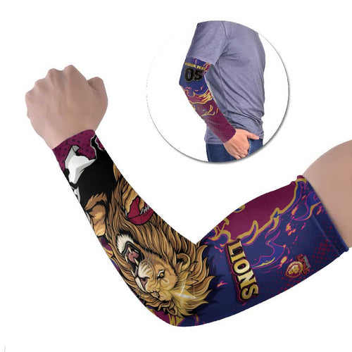 Custom Brisbane Maroon Arm Sleeves Lions Blazing Fire