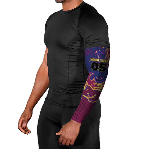 Custom Brisbane Maroon Arm Sleeves Lions Blazing Fire