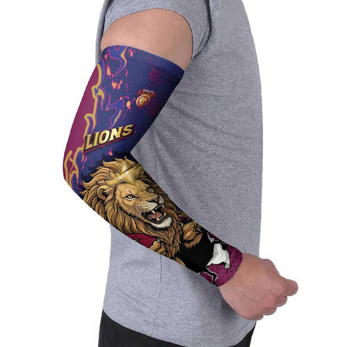 Custom Brisbane Maroon Arm Sleeves Lions Blazing Fire