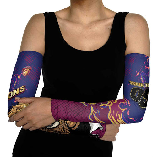 Custom Brisbane Maroon Arm Sleeves Lions Blazing Fire