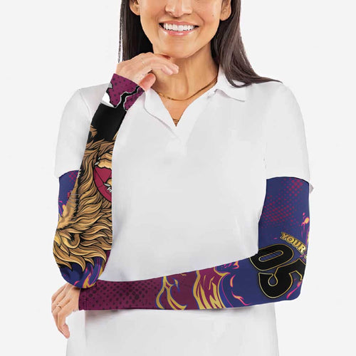 Custom Brisbane Maroon Arm Sleeves Lions Blazing Fire