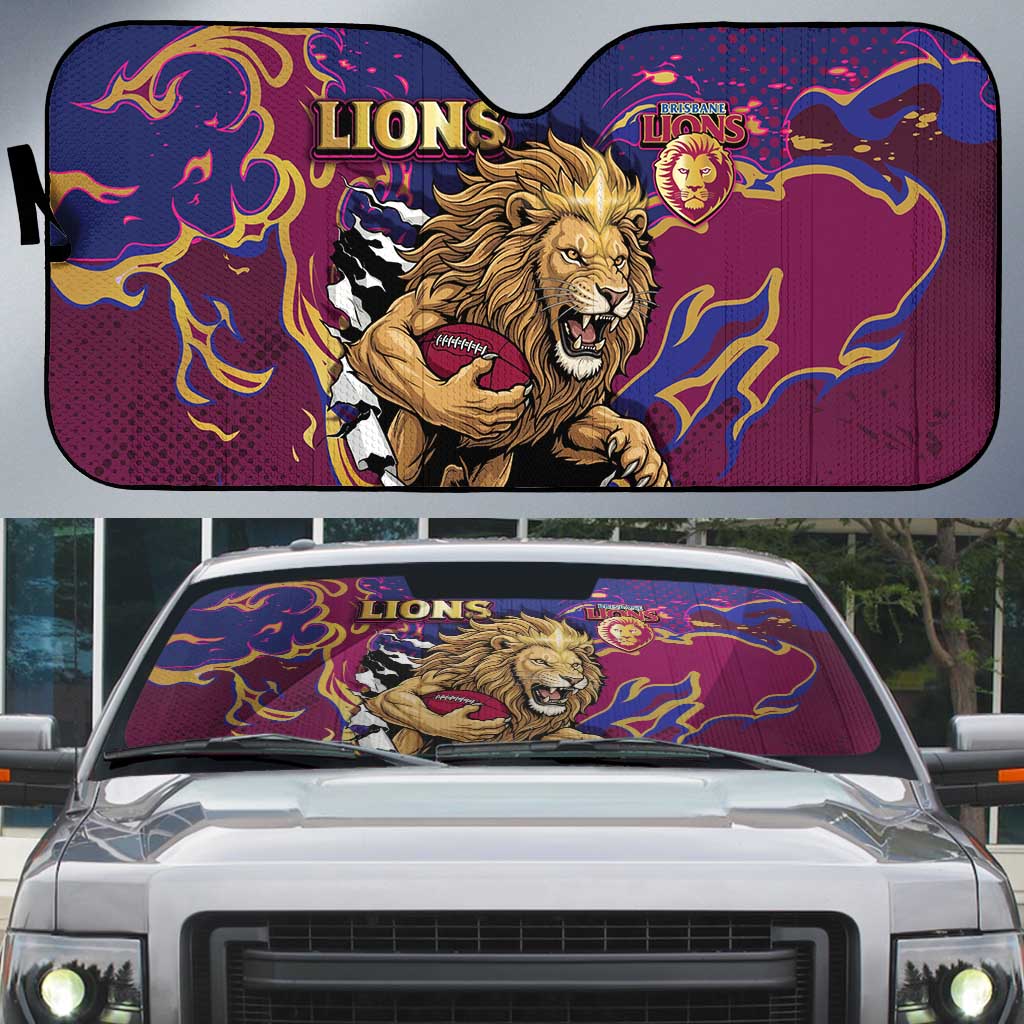 Brisbane Maroon Auto Sun Shade Lions Blazing Fire