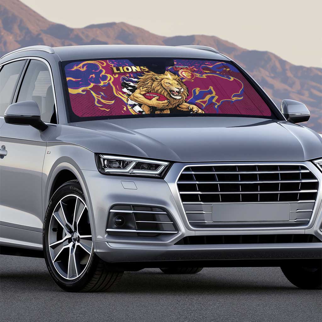 Brisbane Maroon Auto Sun Shade Lions Blazing Fire