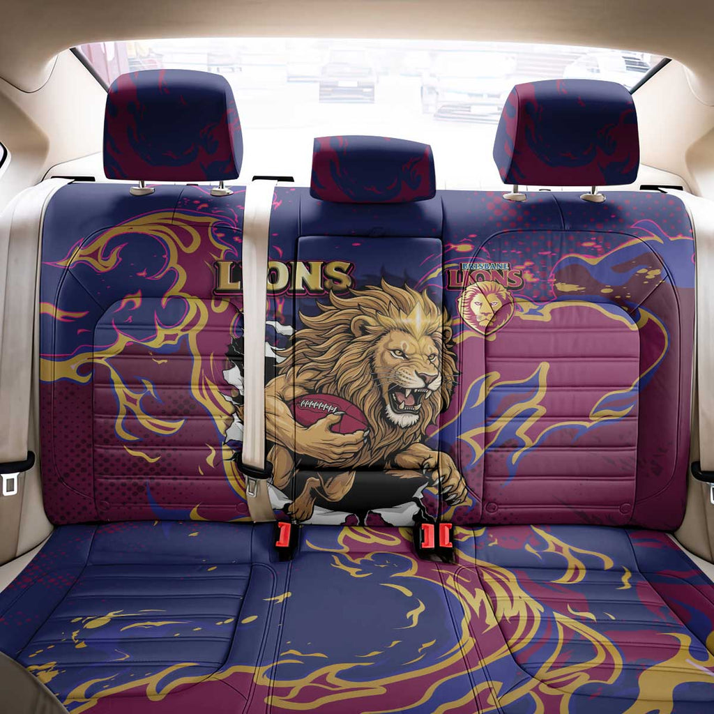 Brisbane Maroon Back Car Seat Cover Lions Blazing Fire