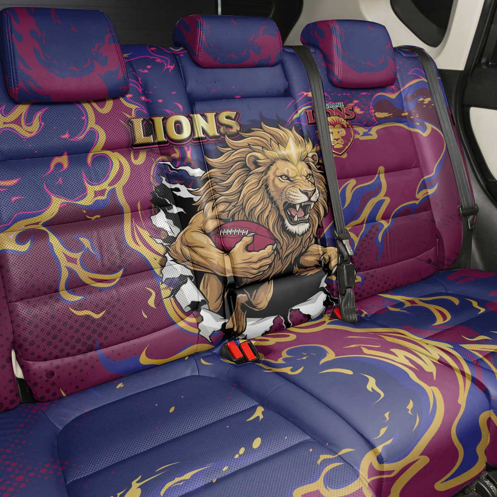 Brisbane Maroon Back Car Seat Cover Lions Blazing Fire