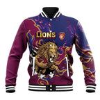 Custom Brisbane Maroon Baseball Jacket Lions Blazing Fire