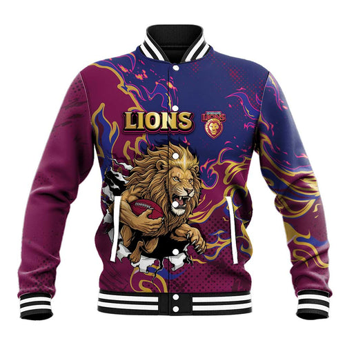 Custom Brisbane Maroon Baseball Jacket Lions Blazing Fire